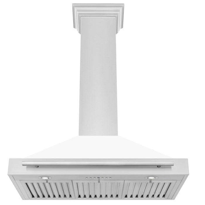 ZLINE 36" Convertible Wall Mount Range Hood in Stainless Steel with White Matte Shell and Stainless Steel Handle, KB4STX-WM-36 ZLINE Dreamwood Living