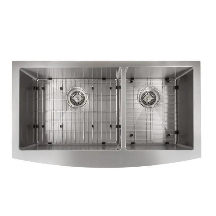 ZLINE 36" Courchevel Farmhouse Apron Mount Double Bowl Kitchen Sink in Stainless Steel with Bottom Grid (Out of Stock), SA60D-36 ZLINE