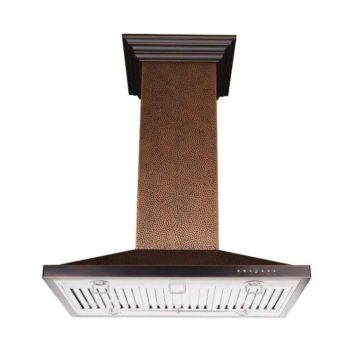 ZLINE 36" Designer Series Island Mount Range Hood in Hand Hammered Copper, 8GL2Hi-36 ZLINE