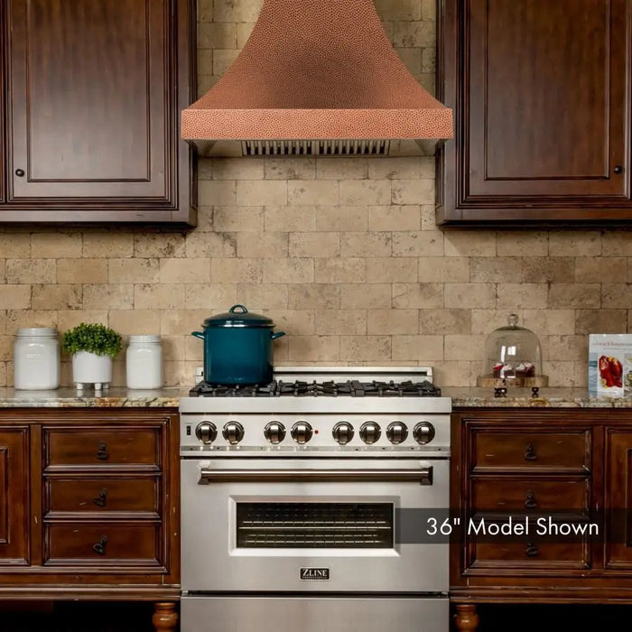ZLINE 36" Designer Series Wall Mount Range Hood in Hand-Hammered Copper Finish, 8632H-36 ZLINE Dreamwood Living