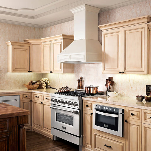 ZLINE 36" Designer Series Wooden Wall Mount Range Hood in Cottage White, 321TT-36 ZLINE