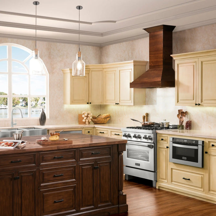 ZLINE 36" Designer Series Wooden Wall Mount Range Hood in Walnut, KBRR-36 ZLINE