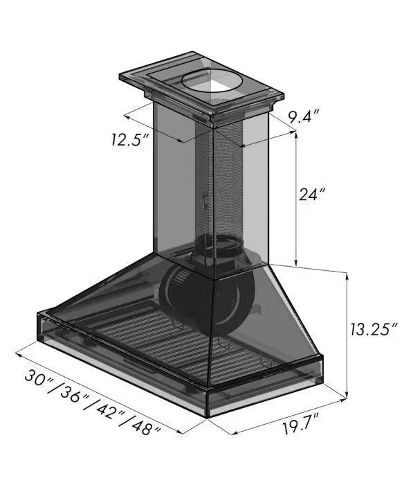 ZLINE 36" Designer Series Wooden Wall Mount Range Hood in Walnut, KBRR-36 ZLINE