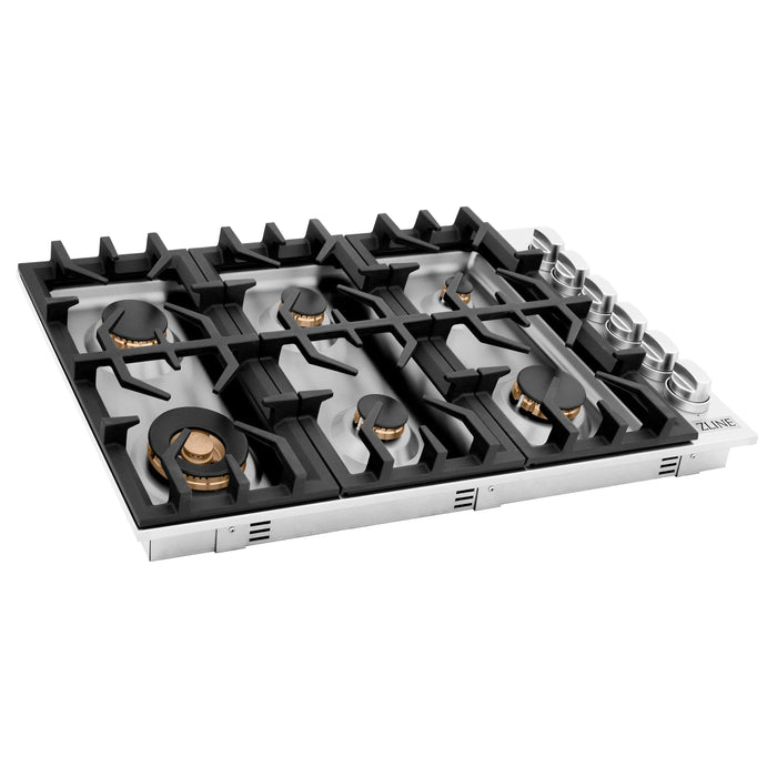 ZLINE 36" Dropin Cooktop with 6 Gas Brass Burners, RC-BR-36 ZLINE