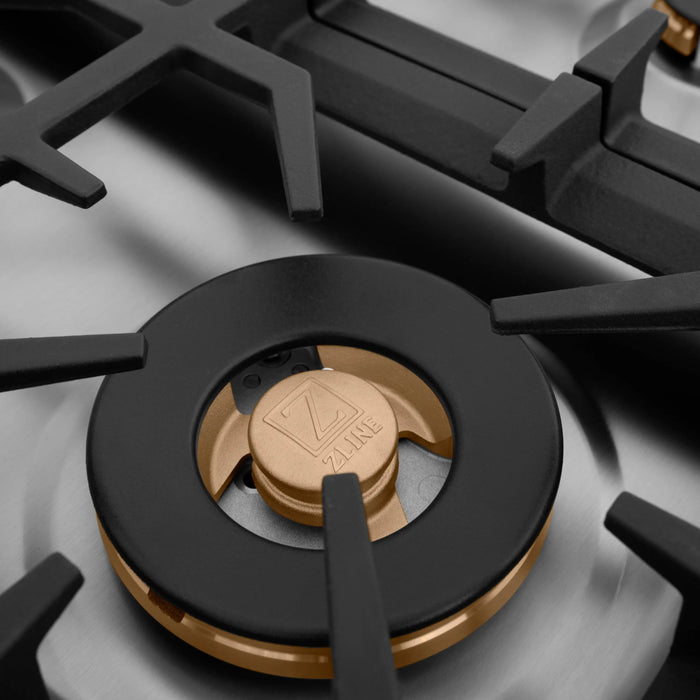ZLINE 36" Dropin Cooktop with 6 Gas Brass Burners, RC-BR-36 ZLINE