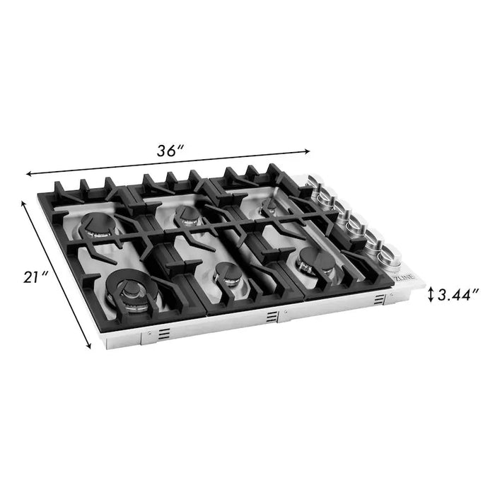 ZLINE 36" Dropin Cooktop with 6 Gas Burners in Stainless Steel, RC36 ZLINE