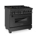 ZLINE 36" Dual Fuel Range in Black Stainless Steel with Brass Burners, RAB-BR-36 ZLINE