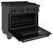 ZLINE 36" Dual Fuel Range in Black Stainless Steel with Brass Burners, RAB-BR-36 ZLINE