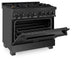 ZLINE 36" Dual Fuel Range in Black Stainless Steel with Brass Burners, RAB-BR-36 ZLINE