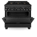 ZLINE 36" Dual Fuel Range in Black Stainless Steel with Brass Burners, RAB-BR-36 ZLINE