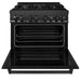 ZLINE 36" Dual Fuel Range in Black Stainless Steel with Brass Burners, RAB-BR-36 ZLINE