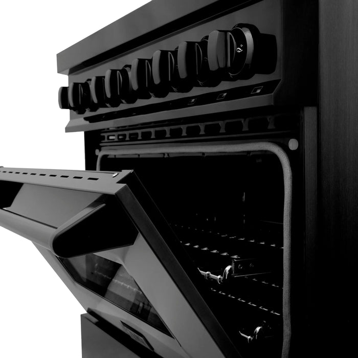 ZLINE 36" Dual Fuel Range in Black Stainless Steel with Brass Burners, RAB-BR-36 ZLINE