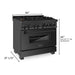 ZLINE 36" Dual Fuel Range in Black Stainless Steel with Brass Burners, RAB-BR-36 ZLINE