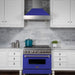 ZLINE 36" Dual Fuel Range in DuraSnow® Stainless Steel with Blue Matte Door, RAS-BM-36 ZLINE Dreamwood Living