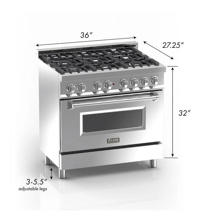 ZLINE 36" Dual Fuel Range in DuraSnow® Stainless Steel with Blue Matte Door, RAS-BM-36 ZLINE Dreamwood Living