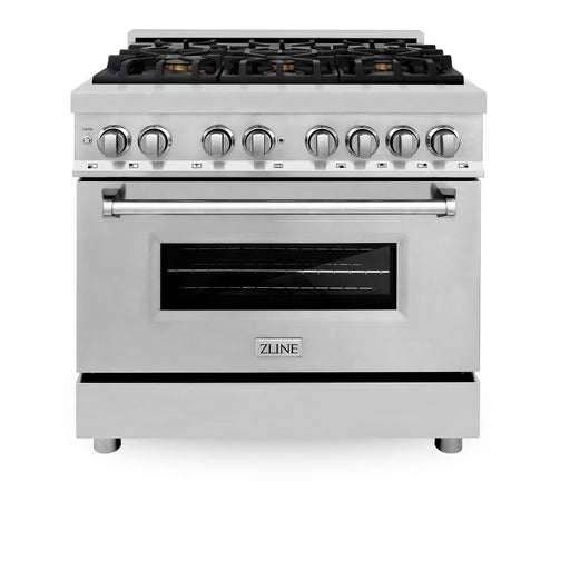 ZLINE 36" Dual Fuel Range in Stainless Steel with Brass Burners, RA-BR-36 ZLINE