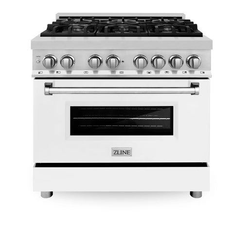 ZLINE 36" Dual Fuel Range in Stainless Steel with White Matte Door, RA-WM-36 ZLINE