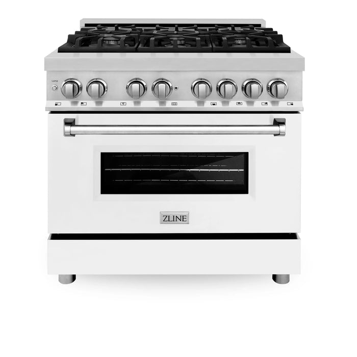 ZLINE 36" Dual Fuel Range in Stainless Steel with White Matte Door, RA-WM-36 ZLINE