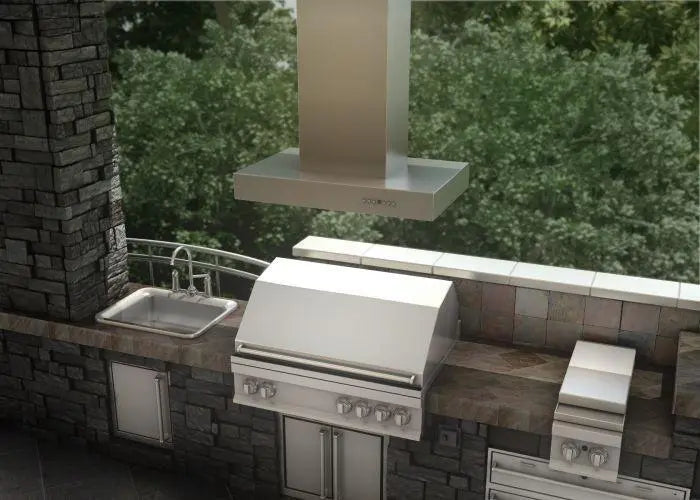 ZLINE 36" Ducted Outdoor Island Mount Range Hood in Stainless Steel, KECOMi-304-36 ZLINE Dreamwood Living