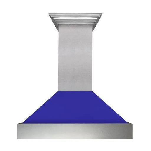 ZLINE 36" Ducted Wall Mount Range Hood in DuraSnow® Stainless Steel with Blue Matte Shell, 8654BM-36 ZLINE Dreamwood Living