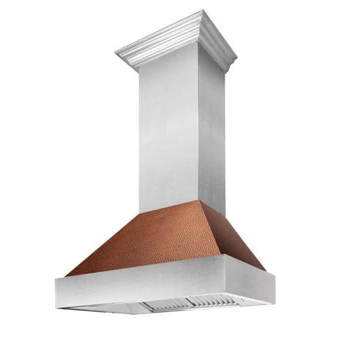 ZLINE 36" Ducted Wall Mount Range Hood in DuraSnow® Stainless Steel with Hand-Hammered Copper Shell, 8654HH-36 ZLINE Dreamwood Living