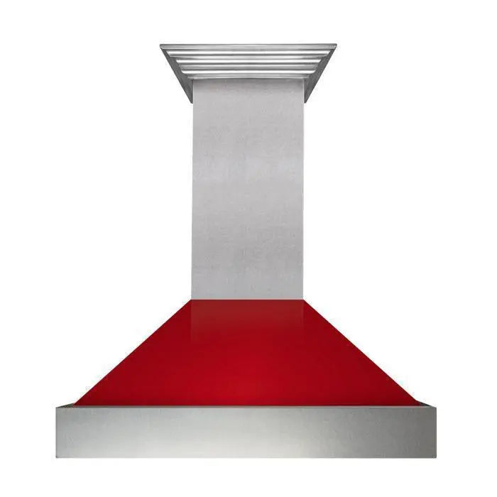 ZLINE 36" Ducted Wall Mount Range Hood in DuraSnow® Stainless Steel with Red Gloss Shell, 8654RG-36 ZLINE Dreamwood Living
