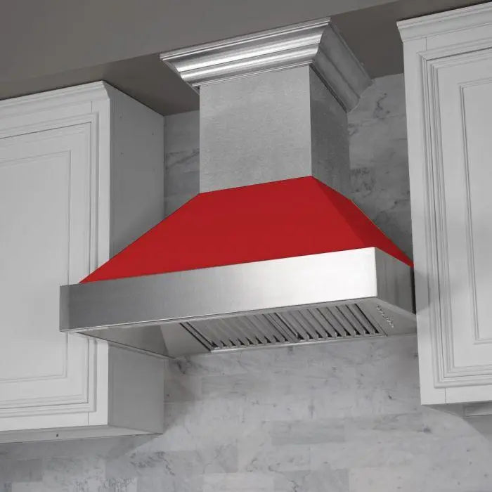 ZLINE 36" Ducted Wall Mount Range Hood in DuraSnow® Stainless Steel with Red Matte Shell, 8654RM-36 ZLINE Dreamwood Living