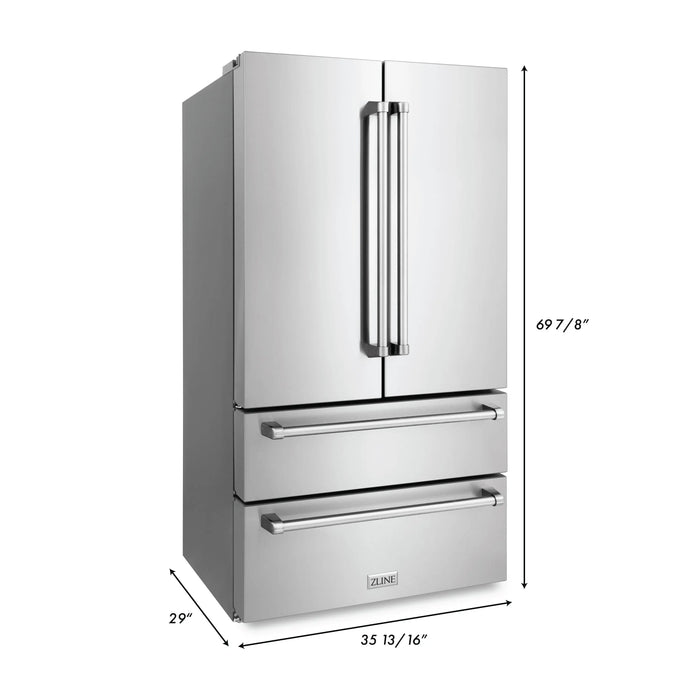 ZLINE 36" Freestanding Refrigerator with French Doors & Ice Maker in Fingerprint Resistant Stainless Steel- 36-Inch, 22.5 Cu. Ft., RFM-36 ZLINE
