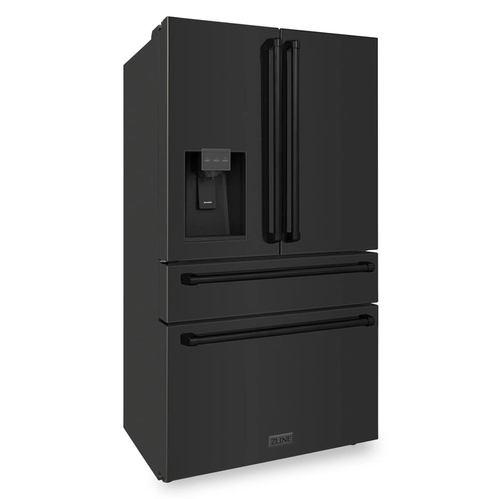 ZLINE 36" French Door Refrigerator in Fingerprint Resistant Black Stainless Steel, RFM-W-36-BS ZLINE