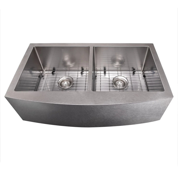 ZLINE 36" Niseko Farmhouse Apron Mount Double Bowl Kitchen Sink in DuraSnow® Stainless Steel with Bottom Grid, SA50D-36S ZLINE Dreamwood Living