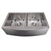 ZLINE 36" Niseko Farmhouse Apron Mount Double Bowl Kitchen Sink in DuraSnow® Stainless Steel with Bottom Grid, SA50D-36S ZLINE Dreamwood Living