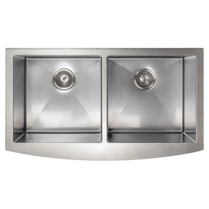 ZLINE 36" Niseko Farmhouse Apron Mount Double Bowl Kitchen Sink in DuraSnow® Stainless Steel with Bottom Grid, SA50D-36S ZLINE Dreamwood Living