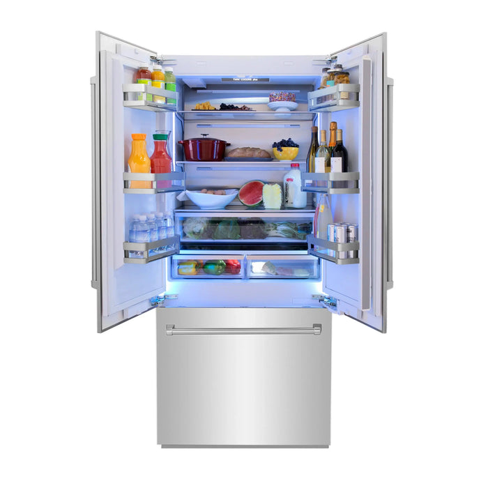 ZLINE 36" Panel Ready Built-In French Door Refrigerator with Internal Water and Ice Dispenser, RBIV-36 ZLINE