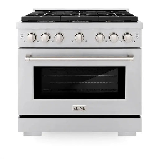 ZLINE 36" Professional All Gas Range with 6 Brass Burners in Stainless Steel, SGR-BR-36 ZLINE Dreamwood Living