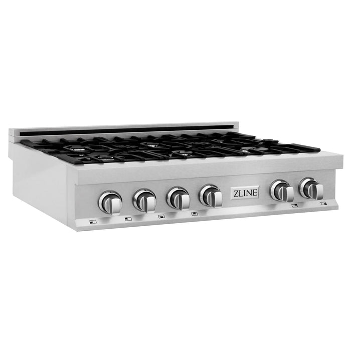 ZLINE 36" Rangetop in DuraSnow® Stainless Steel with 6 Gas Brass Burners & Griddle, RTS-GR-36 ZLINE Dreamwood Living