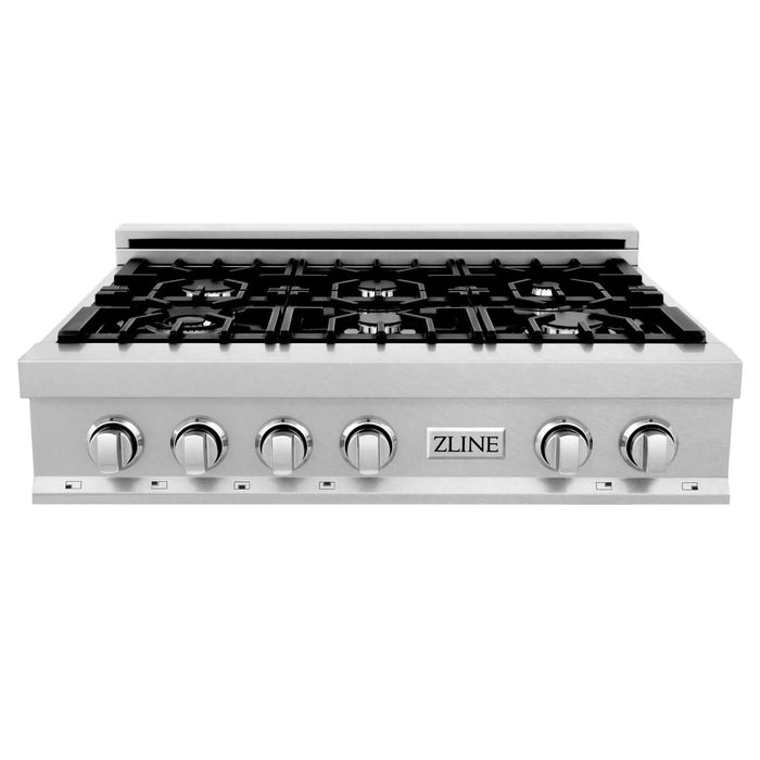 ZLINE 36" Rangetop in DuraSnow® Stainless Steel with 6 Gas Brass Burners & Griddle, RTS-GR-36 ZLINE Dreamwood Living