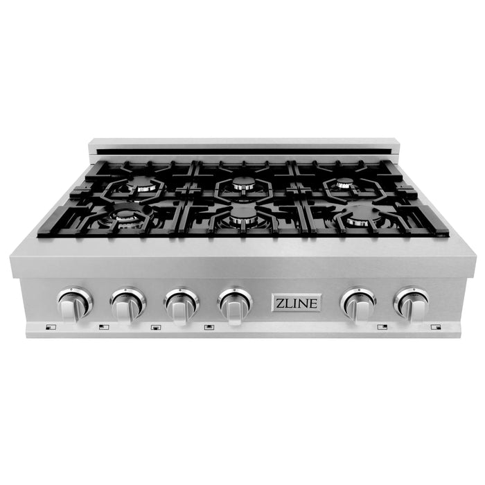 ZLINE 36" Rangetop in DuraSnow® Stainless Steel with 6 Gas Brass Burners & Griddle, RTS-GR-36 ZLINE Dreamwood Living