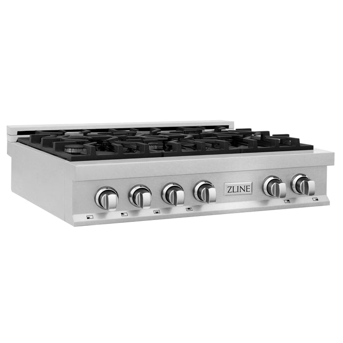 ZLINE 36" Rangetop in DuraSnow® Stainless Steel with 6 Gas Burners, RTS-36 ZLINE