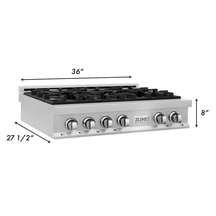 ZLINE 36" Rangetop in DuraSnow® Stainless Steel with 6 Gas Burners, RTS-36 ZLINE