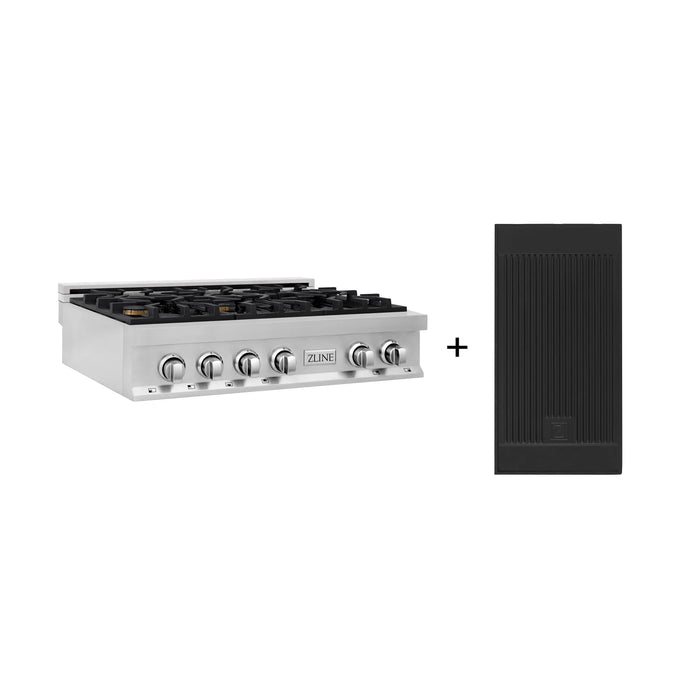 ZLINE 36" Rangetop in Stainless Steel with 6 Gas Brass Burners and Griddle, RT-BR-GR-36 ZLINE Dreamwood Living