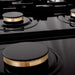 ZLINE 36" Rangetop with 6 Gas Brass Burners in Black Stainless Steel, RTB-BR-36 ZLINE
