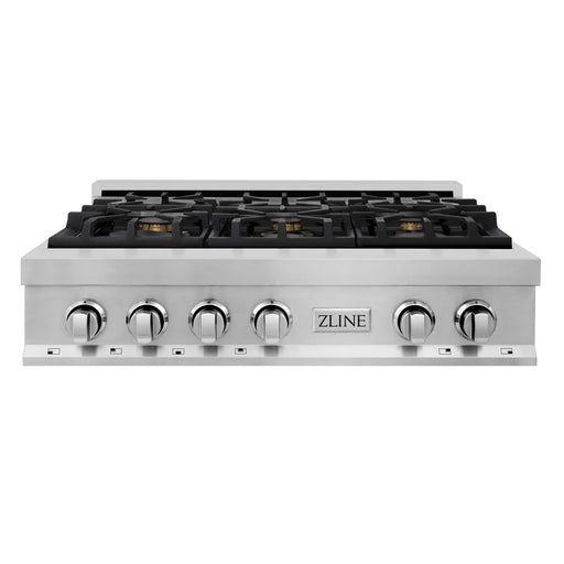 ZLINE 36" Rangetop with 6 Gas Brass Burners in Stainless Steel, RT-BR-36 ZLINE