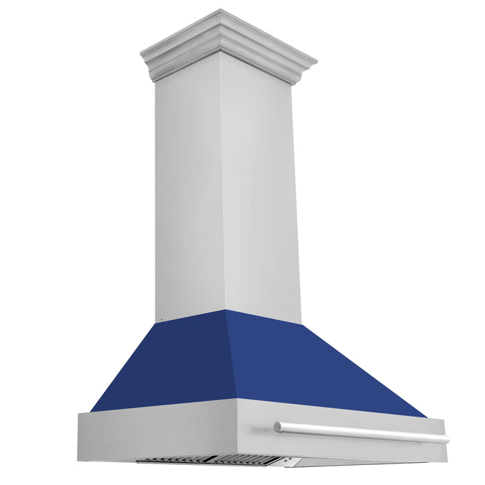 ZLINE 36" Stainless Steel Range Hood with Blue Matte Shell & Stainless Steel Handle, 8654STX-BM36 ZLINE Dreamwood Living