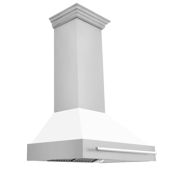 ZLINE 36" Stainless Steel Range Hood with White Matte Shell & Stainless Steel Handle, 8654STX-WM-36 ZLINE Dreamwood Living