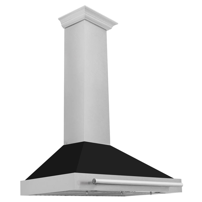 ZLINE 36" Wall Mount Range Hood in DuraSnow® Stainless Steel with Black Matte Shell and Stainless Steel Handle, KB4SNX-BLM-36 ZLINE Dreamwood Living
