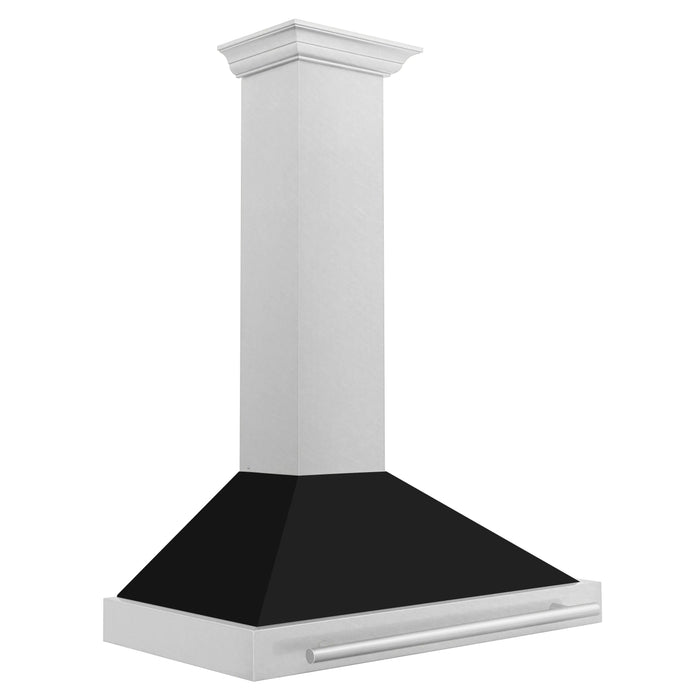 ZLINE 36" Wall Mount Range Hood in DuraSnow® Stainless Steel with Black Matte Shell and Stainless Steel Handle, KB4SNX-BLM-36 ZLINE Dreamwood Living