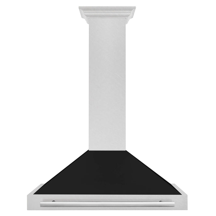 ZLINE 36" Wall Mount Range Hood in DuraSnow® Stainless Steel with Black Matte Shell and Stainless Steel Handle, KB4SNX-BLM-36 ZLINE Dreamwood Living