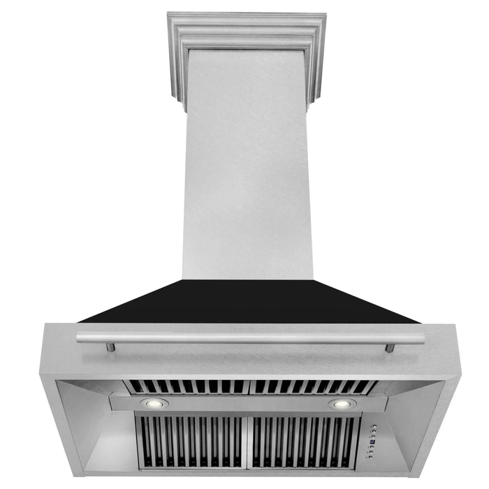 ZLINE 36" Wall Mount Range Hood in DuraSnow® Stainless Steel with Black Matte Shell, 8654SNX-BLM-36 ZLINE Dreamwood Living