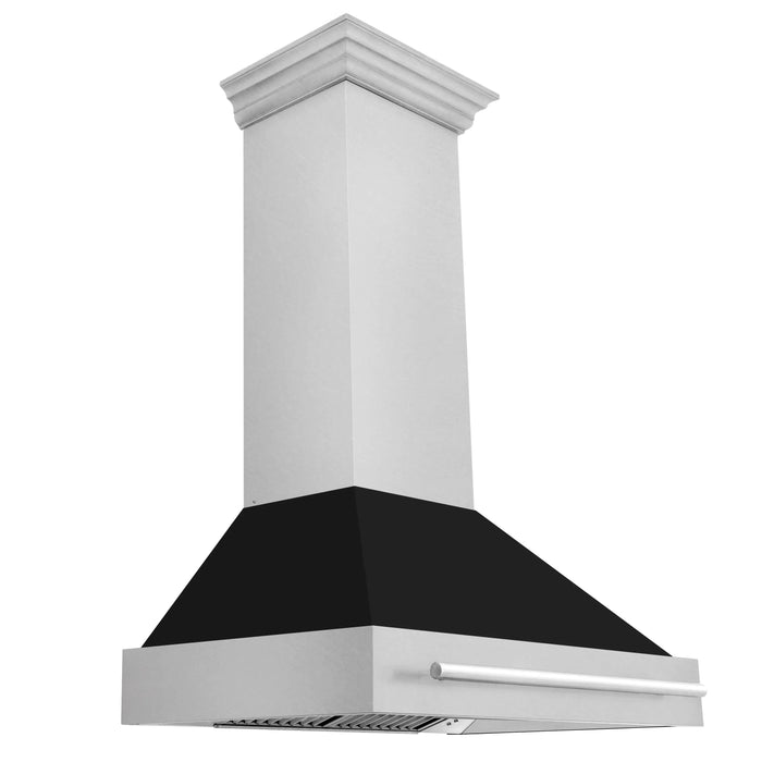 ZLINE 36" Wall Mount Range Hood in DuraSnow® Stainless Steel with Black Matte Shell, 8654SNX-BLM-36 ZLINE Dreamwood Living