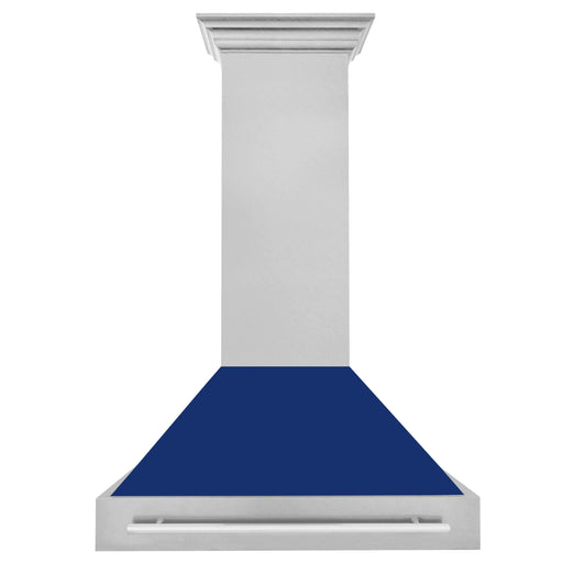 ZLINE 36" Wall Mount Range Hood in DuraSnow® Stainless Steel with Blue Gloss Shell, 8654SNX-BG-36 ZLINE Dreamwood Living